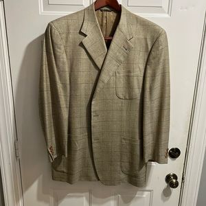 Canali Windowpane Silk 3roll2 Italian Sport Coat 46R